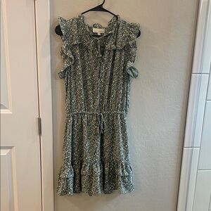 Sleeveless Floral Midi Dress in Sage Green